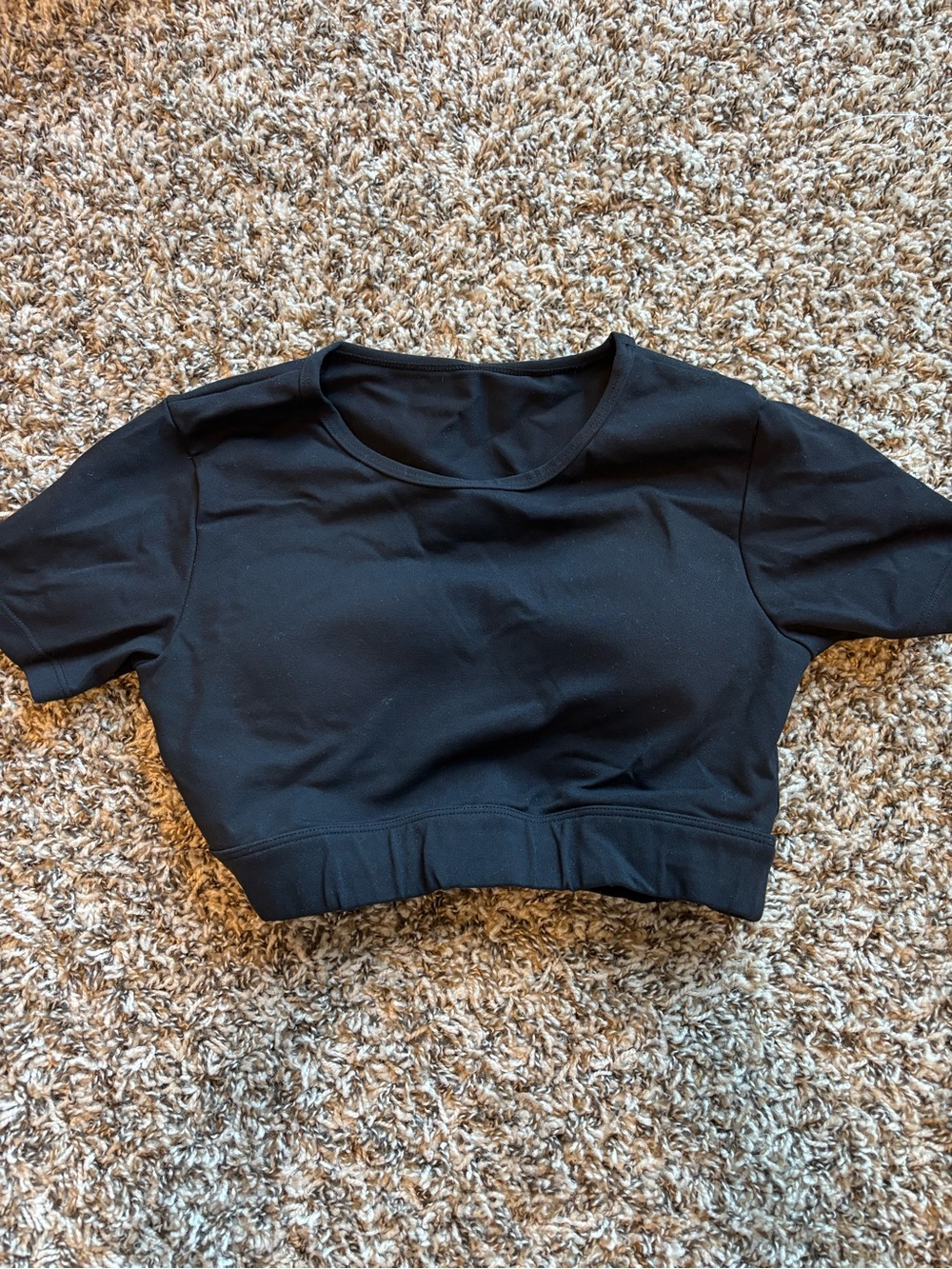 Black Women's Cropped Short Sleeve Top